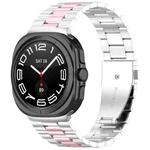 For Samsung Galaxy Watch8 / Watch8 Classic Three Beads Stainless Steel Watch Band with Removal Tool(Silver Pink)