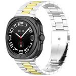 For Samsung Galaxy Watch8 / Watch8 Classic Three Beads Stainless Steel Watch Band with Removal Tool(Silver Gold)