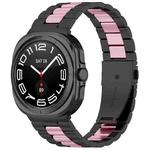 For Samsung Galaxy Watch8 / Watch8 Classic Three Beads Stainless Steel Watch Band with Removal Tool(Black Pink)