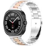 For Samsung Galaxy Watch8 / Watch8 Classic Three Beads Stainless Steel Watch Band with Removal Tool(Silver Rose Gold)