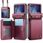 For Samsung Galaxy Z Flip7 CaseMe C22 Card Slots Holder RFID Anti-theft Phone Case(Red)