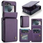 For Samsung Galaxy Z Flip7 FE CaseMe C22 Card Slots Holder RFID Anti-theft Phone Case(Purple)