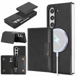 For Samsung Galaxy Z Fold6 Kalebol Strong Magnetic MagSafe 2-Fold Ring Magnetic Card Case Leather Side Sticker Phone Case(Black)