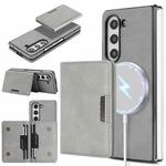 For Samsung Galaxy Z Fold6 Kalebol Strong Magnetic MagSafe 2-Fold Ring Magnetic Card Case Leather Side Sticker Phone Case(Gray)