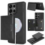 For Samsung Galaxy S25 Ultra Kalebol Strong Magnetic MagSafe 2-Fold Ring Magnetic Card Case Leather Side Sticker Phone Case(Black)