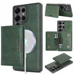 For Samsung Galaxy S25 Ultra Kalebol Strong Magnetic MagSafe 2-Fold Ring Magnetic Card Case Leather Side Sticker Phone Case(Green)