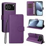 For iPhone 17 Pro Max ENKAY RFID Blocking Wallet Kickstand Litchi Texture Leather Phone Case(Purple)