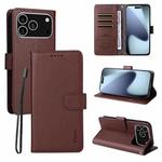 For iPhone 17 Pro Max ENKAY RFID Blocking Wallet Kickstand Litchi Texture Leather Phone Case(Brown)