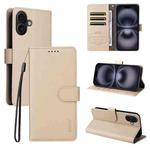 For iPhone 17 ENKAY RFID Blocking Wallet Kickstand Litchi Texture Leather Phone Case(Beige)