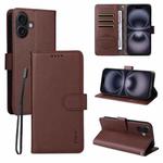 For iPhone 17 ENKAY RFID Blocking Wallet Kickstand Litchi Texture Leather Phone Case(Brown)