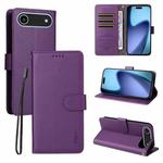 For iPhone 17 Air ENKAY RFID Blocking Wallet Kickstand Litchi Texture Leather Phone Case(Purple)