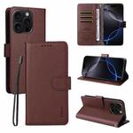For iPhone 16 Pro Max ENKAY RFID Blocking Wallet Kickstand Litchi Texture Leather Phone Case(Brown)