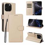 For iPhone 16 Pro ENKAY RFID Blocking Wallet Kickstand Litchi Texture Leather Phone Case(Beige)