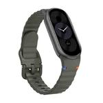 For Xiaomi Smart Band 10 / 9 / 8 Wavy Grain Stitched Silicone Watch Band(Army Green)