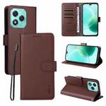 For Honor 400 Lite ENKAY RFID Blocking Wallet Kickstand Litchi Texture Leather Phone Case(Brown)