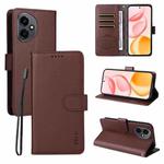 For Honor 400 Global 156.5mm ENKAY RFID Blocking Wallet Kickstand Litchi Texture Leather Phone Case(Brown)