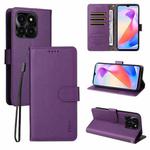 For Honor X6c 4G / X6b 4G ENKAY RFID Blocking Wallet Kickstand Litchi Texture Leather Phone Case(Purple)