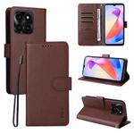 For Honor X6c 4G / X6b 4G ENKAY RFID Blocking Wallet Kickstand Litchi Texture Leather Phone Case(Brown)