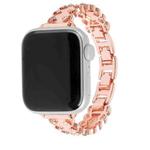 For Apple Watch 42mm / 41mm / 40mm / 38mm Lace Edged Diamond Alloy Metal Watch Band(Rose Gold)