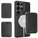 For Samsung Galaxy S25 Ultra 5G Kalebol Slim MagSafe Ring Magnetic Card Bag Side Sticker Leather Phone Case(Black)