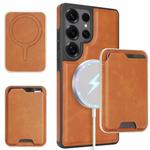 For Samsung Galaxy S25 Ultra 5G Kalebol Slim MagSafe Ring Magnetic Card Bag Side Sticker Leather Phone Case(Brown)