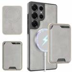 For Samsung Galaxy S25 Ultra 5G Kalebol Slim MagSafe Ring Magnetic Card Bag Side Sticker Leather Phone Case(Gray)