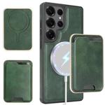 For Samsung Galaxy S25 Ultra 5G Kalebol Slim MagSafe Ring Magnetic Card Bag Side Sticker Leather Phone Case(Green)