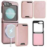 For Samsung Galaxy Z Flip6 Kalebol Slim MagSafe Ring Magnetic Card Bag Side Sticker Leather Phone Case(Pink Gold)