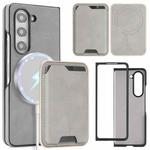 For Samsung Galaxy Z Fold6 Kalebol Slim MagSafe Ring Magnetic Card Bag Side Sticker Leather Phone Case(Gray)
