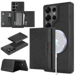 For Samsung Galaxy S25 Ultra 5G Kalebol Strong Magnetic MagSafe Tri-Fold Wallet Side Sticker Leather Phone Case(Black)
