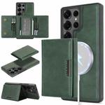 For Samsung Galaxy S25 Ultra 5G Kalebol Strong Magnetic MagSafe Tri-Fold Wallet Side Sticker Leather Phone Case(Green)