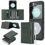 For Samsung Galaxy Z Flip6 Kalebol Strong Magnetic MagSafe Tri-Fold Wallet Side Sticker Leather Phone Case(Green)
