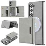 For Samsung Galaxy Z Fold5 Kalebol Strong Magnetic MagSafe Tri-Fold Wallet Side Sticker Leather Phone Case(Gray)