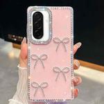 For Samsung Galaxy A26 5G Diamond Glitter Bow-knot Four-Corner Shockproof Phone Case(Light Pink)