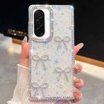 For Samsung Galaxy A26 5G Diamond Glitter Bow-knot Four-Corner Shockproof Phone Case(Transparent Stars)