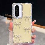 For Samsung Galaxy A36 5G Diamond Glitter Bow-knot Four-Corner Shockproof Phone Case(Light Yellow)