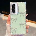 For Samsung Galaxy A36 5G Diamond Glitter Bow-knot Four-Corner Shockproof Phone Case(Light Green)
