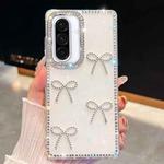 For Samsung Galaxy A36 5G Diamond Glitter Bow-knot Four-Corner Shockproof Phone Case(White)