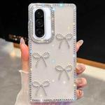 For Samsung Galaxy A36 5G Diamond Glitter Bow-knot Four-Corner Shockproof Phone Case(Transparent)