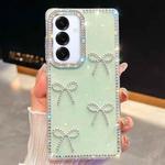 For Samsung Galaxy A16 5G Diamond Glitter Bow-knot Four-Corner Shockproof Phone Case(Light Green)