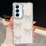 For Samsung Galaxy A15 5G Diamond Glitter Bow-knot Four-Corner Shockproof Phone Case(White)