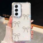 For Samsung Galaxy A55 5G Diamond Glitter Bow-knot Four-Corner Shockproof Phone Case(White)