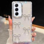 For Samsung Galaxy A55 5G Diamond Glitter Bow-knot Four-Corner Shockproof Phone Case(Transparent)