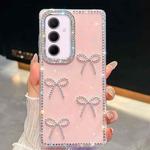 For Samsung Galaxy A35 5G Diamond Glitter Bow-knot Four-Corner Shockproof Phone Case(Light Pink)