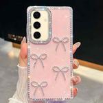 For Samsung Galaxy S24+ 5G Diamond Glitter Bow-knot Four-Corner Shockproof Phone Case(Light Pink)