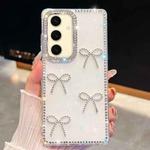 For Samsung Galaxy S24+ 5G Diamond Glitter Bow-knot Four-Corner Shockproof Phone Case(White)