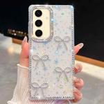 For Samsung Galaxy S24+ 5G Diamond Glitter Bow-knot Four-Corner Shockproof Phone Case(Transparent Stars)