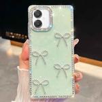 For Samsung Galaxy A07 5G Diamond Glitter Bow-knot Four-Corner Shockproof Phone Case(Light Green)