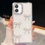 For Samsung Galaxy A07 5G Diamond Glitter Bow-knot Four-Corner Shockproof Phone Case(White)