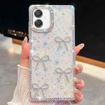 For Samsung Galaxy A07 5G Diamond Glitter Bow-knot Four-Corner Shockproof Phone Case(Transparent Stars)